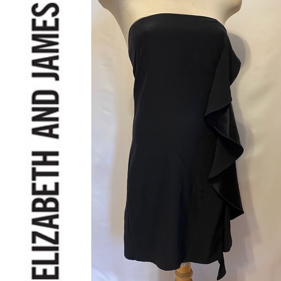 ELIZABETH AND JAMES silk ruffle dress in black - Picture 6 of 11
